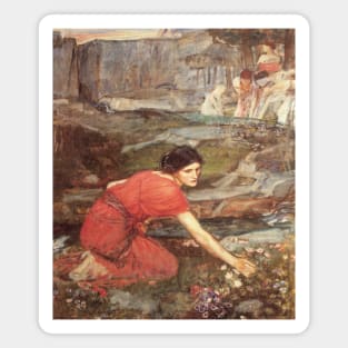 Maidens Picking Flowers by a Stream by John William Waterhouse Magnet